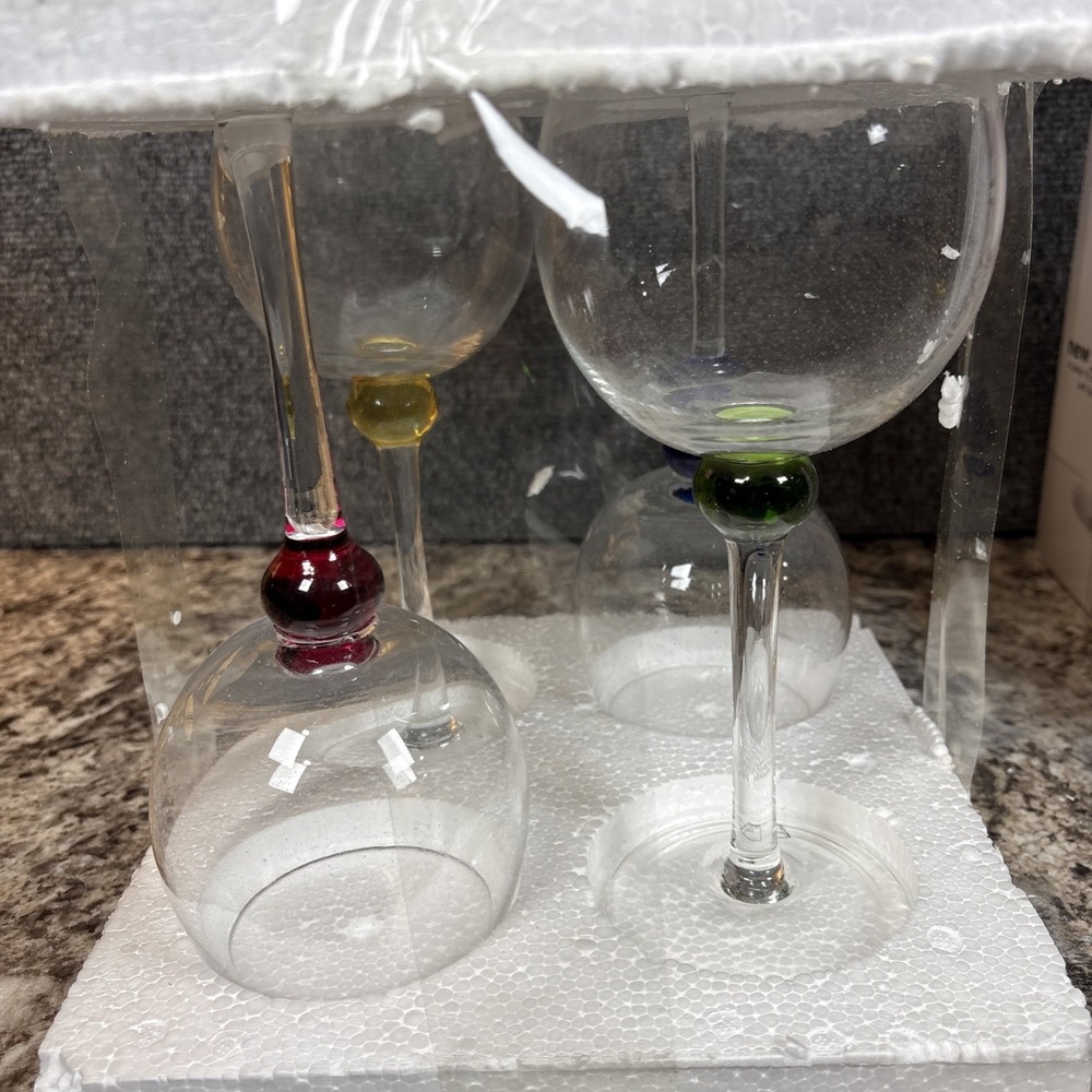 Vtg~Circleware~New Yorker~3-Piece~15 oz Wine Goblets w/Luster Ball~NIB - Picture 3 of 4